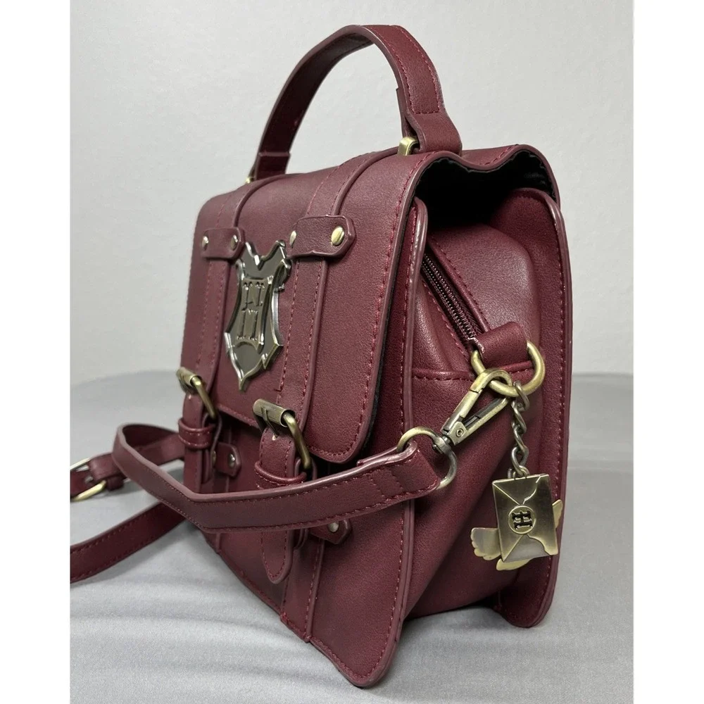 Harry Potter Hogwarts Satchel Crossbody Handbag Maroon Gold Hardware Bag